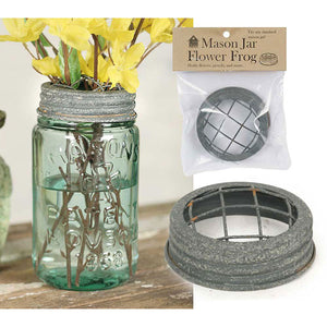 Mason Jar Flower Frog Lid Zinc finish