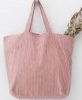 Big Bag with Red Stripe on Natural Linen