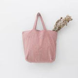 Big Bag with Red Stripe on Natural Linen