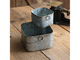 Set Two Galvanised Containers