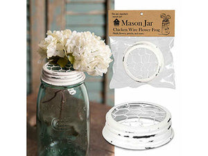 Mason Jar Lid White flower frog