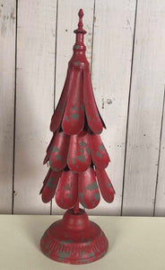 Metal Christmas Tree in Vintage Antique Red